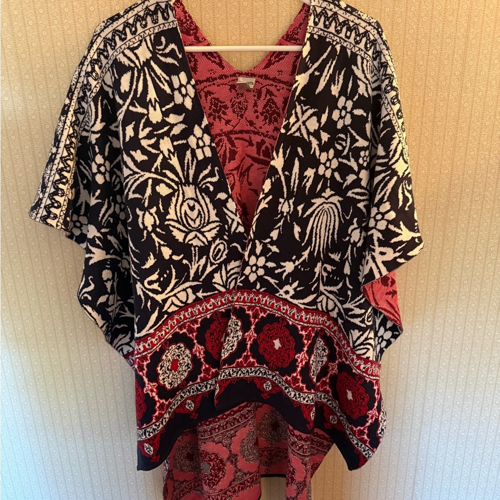 Chico's Black and Red Floral Tunic